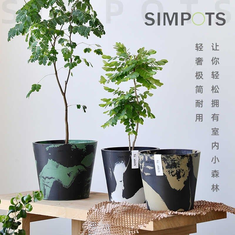 SIMPOTS 24年新款狐狸v之火系列桌面绿植盆栽无孔塑料树脂艺术花