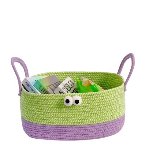 大眼小怪兽组合桌面收纳筐编织收纳篮棉线置物篮零食衣柜毛线玩具