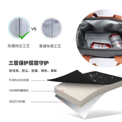 通勤创意防漏保鲜午餐包户外黑色简约防水手提黑色便当饭盒保温包