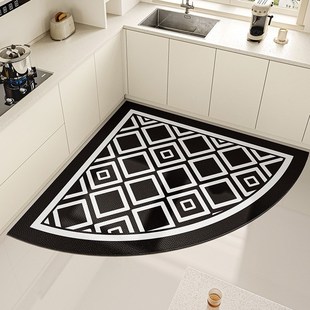 扇形厨房专用硅藻泥地垫防滑防油可擦免清洗高端家用吸水耐脏垫子