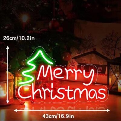 现货5V霓虹灯装饰圣诞快乐字母氛围灯merryChristmas定制