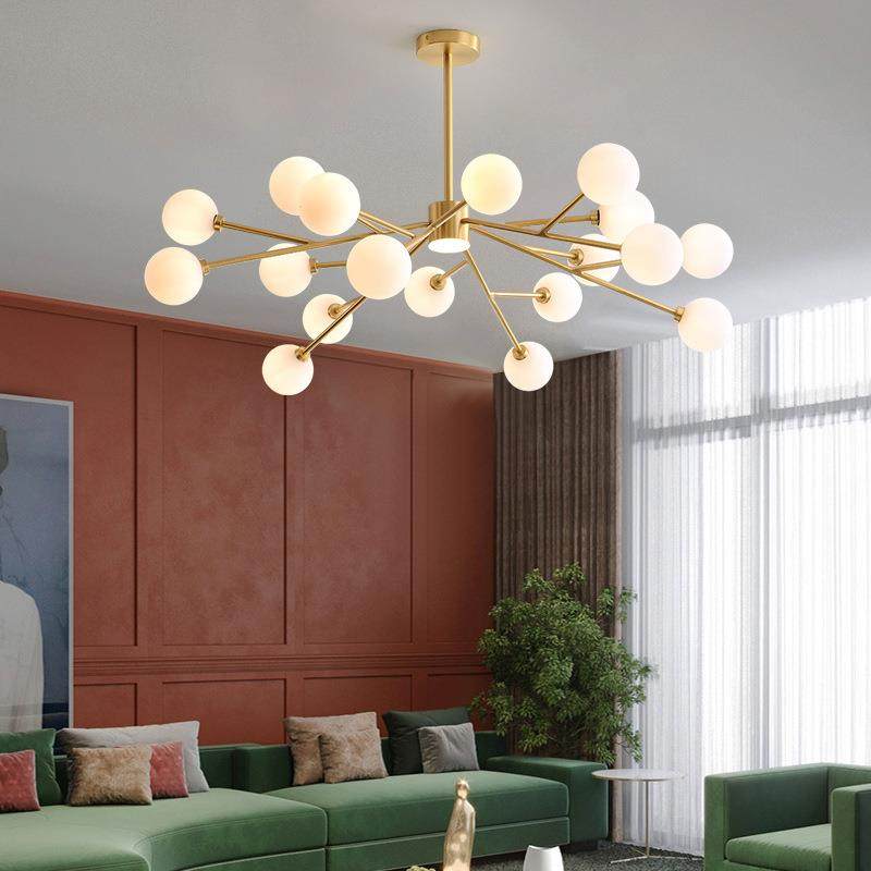 全铜后现代美式轻奢网红LED吊灯简约客餐厅卧室分子魔豆北欧灯具,金属材料及制品,金属加工件/五金加工件,淘宝优惠券,粉丝福利购,淘宝优惠卷