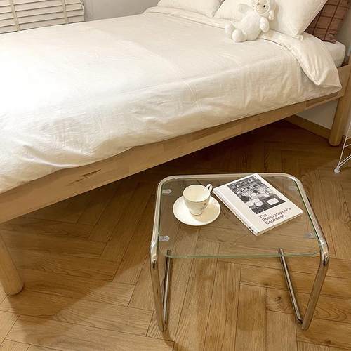 北欧网红c型304不锈钢玻璃茶几客厅创意家用桌子轻奢民宿沙发边几