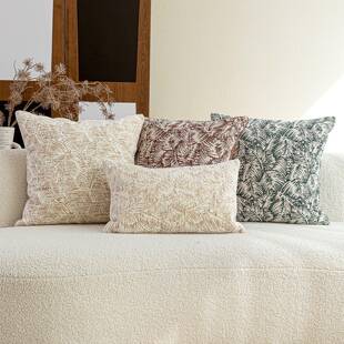 法式南洋风沙发抱枕高端雪尼尔提花芭蕉叶靠枕中古风客厅软装靠垫