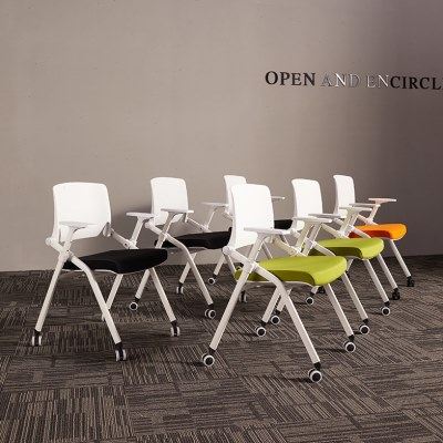 培训椅带桌板会议培训室桌椅一体凳子可折叠椅子办公写字板会议椅