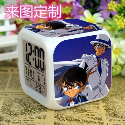 名侦探柯南学生闹钟动漫周边礼物柯南时钟怪盗基德夜灯静音床头钟