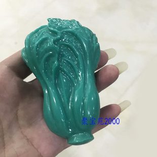 绿松石白菜手把件男女仿玉石八方来财遇百财把玩件玉手玩件腰挂坠