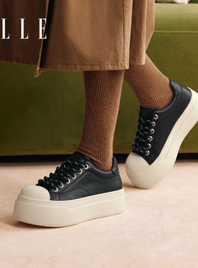 【KK专属】ELLE低帮厚底板鞋女款百搭2025秋冬季新款女鞋大头鞋X