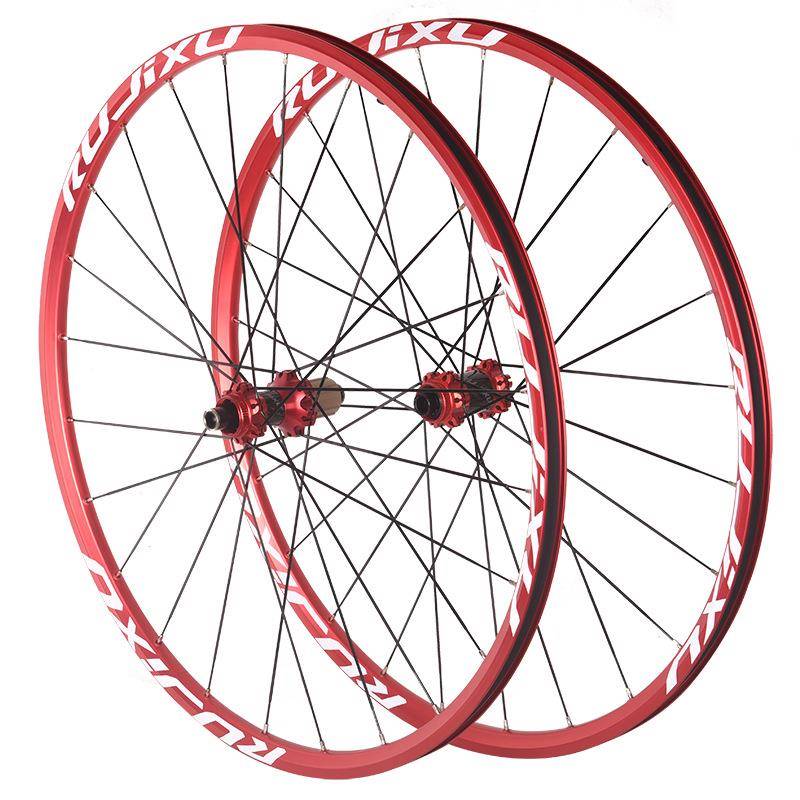 厂家RUJIXU山地车自行车轮组碳纤维管前二后四培林花鼓六孔中心锁