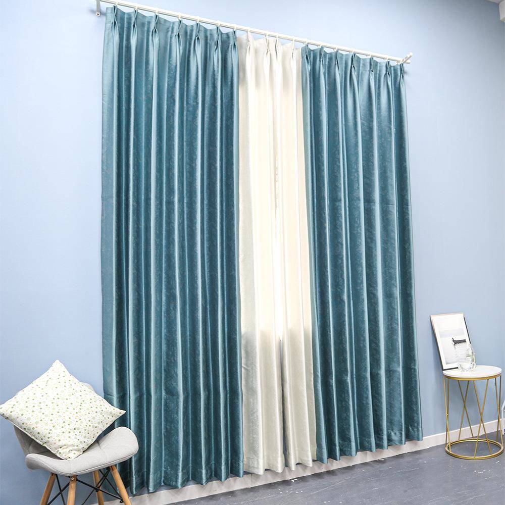 7006布现代简约卧室客厅遮光素色拼接打孔挂钩窗帘布艺