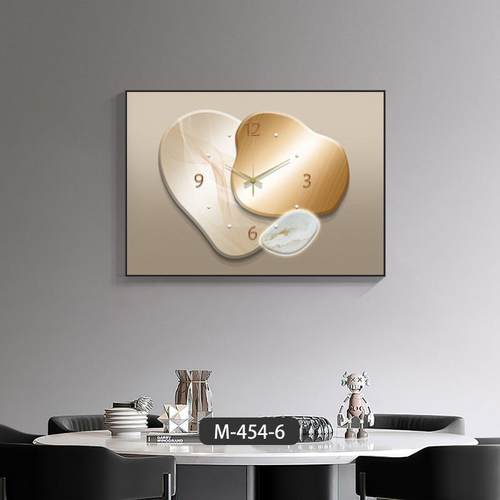 石来运转现代简约餐厅装饰画带钟表高档轻奢时尚挂钟饭厅挂画