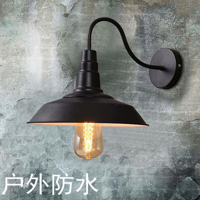 户外防水灯复古工业风铁艺楼梯阳台外墙店门口锅盖壁灯