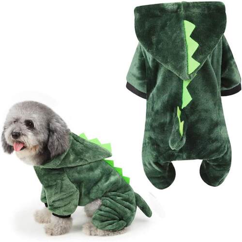 Cute Dinosaur Design Pet Costume Pet Warm Coat Twolegged