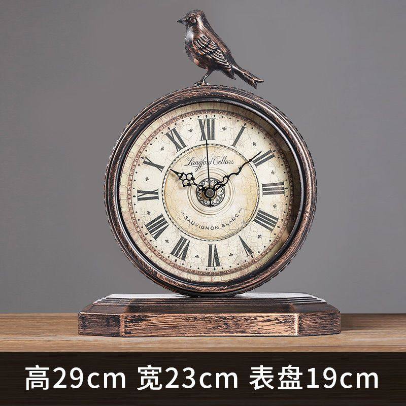 欧式复古座钟客厅坐钟老式钟表摆件桌面创意台式石英时钟摆钟家用