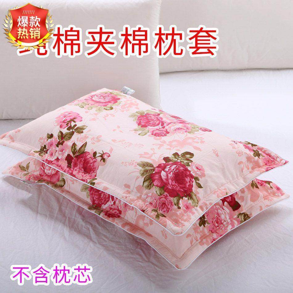 新疆西藏包邮纯棉枕套单人加大全棉加厚夹棉拉链大号枕头套1对适