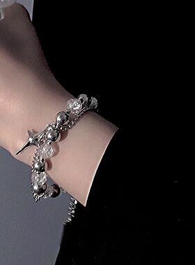 冷淡风冰裂石星芒手链四件套女ins小众设计冰裂珠反光个性手饰潮