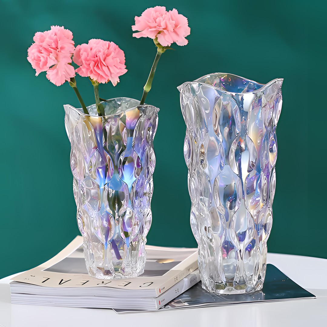 ins波西米亚水晶玻璃花瓶大号透明摆件客厅水养插花玫瑰装饰