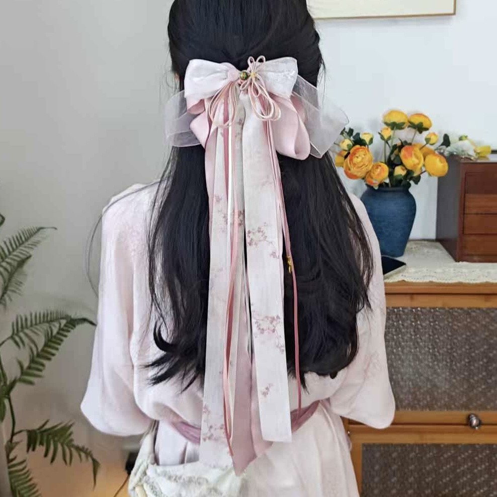 【雾中山桃】国风发夹多层次蝴蝶结发饰头饰汉服弹簧夹