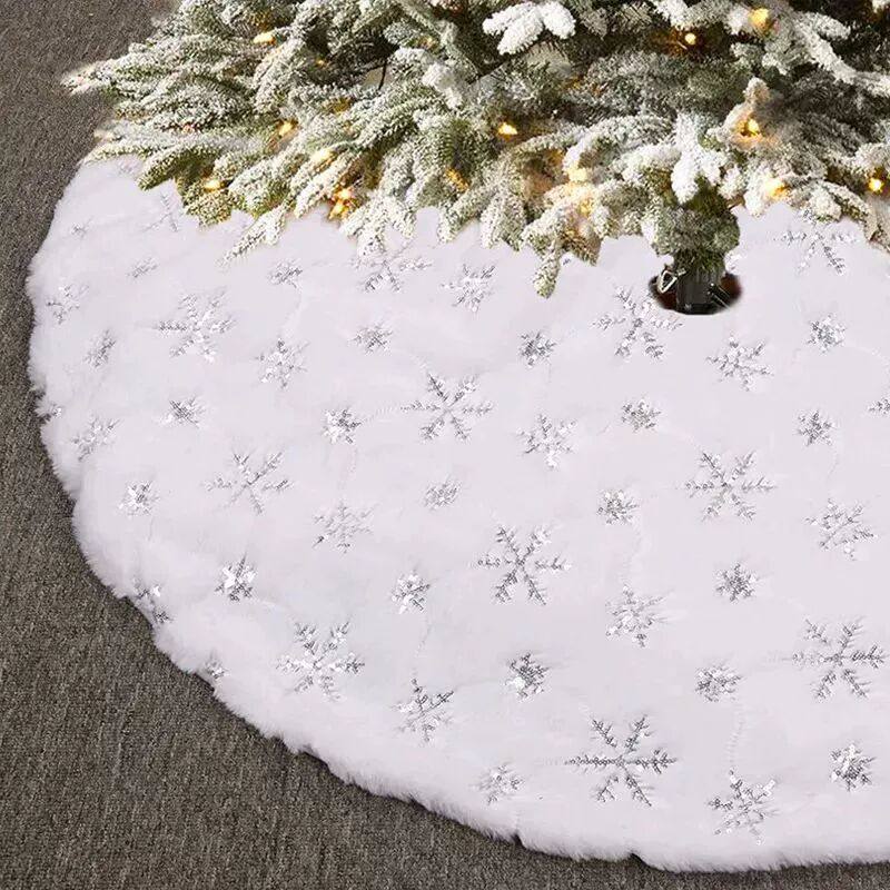 15 Inch 38 Cm Plush Christmas Tree Skirt White Faux Fur Xmas