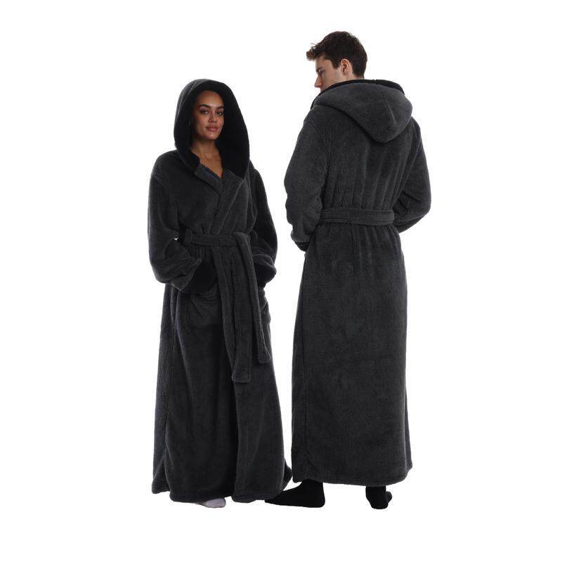 Магнитные материалы 2025 new cozy soft flannel lined hooded bathrobe for women