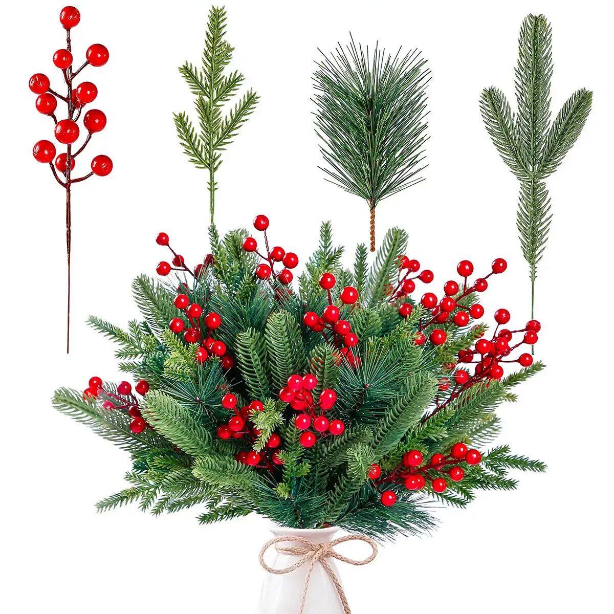 Artificial Simulation Pine Needle Red Fruit 60 s Mixed Combi