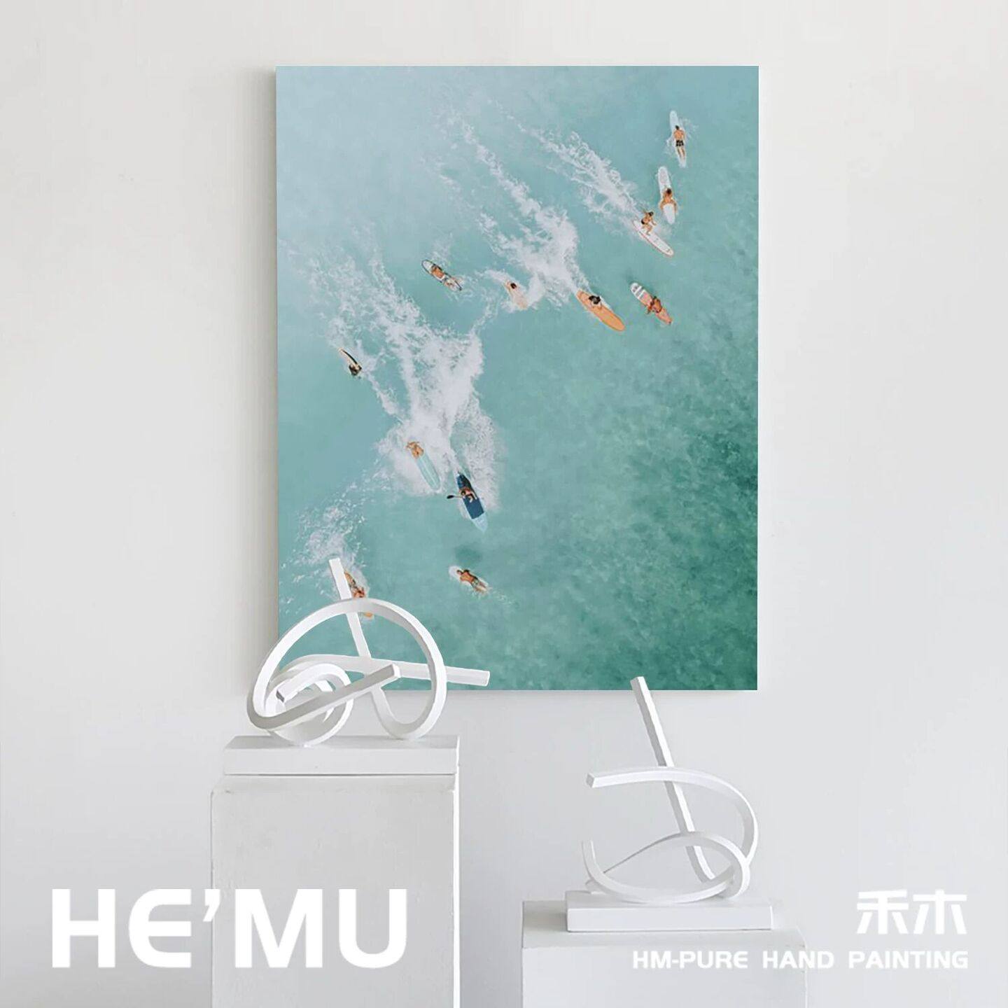 可定制尺寸手绘油画 海浪风景装饰画 原木色铝合金框组合,家居饰品,现代装饰画,淘宝优惠券,粉丝福利购,淘宝优惠卷