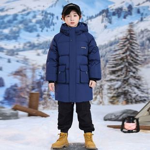 新款男大童冬季羽绒服中长款儿童羽绒服中大童中学生加厚洋气外套