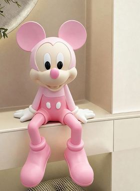 女童房间装饰布置米奇米妮摆件粉色大号坐姿可爱儿童房卧室玄关客