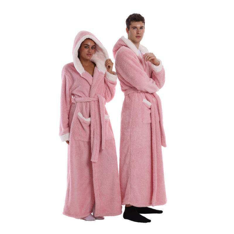 Магнитные материалы 2025 new cozy soft flannel lined hooded bathrobe for women