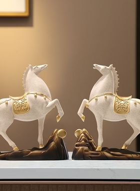 马元素礼物新中式骏马摆件客厅玄关酒柜书房桌面装饰品乔迁开业礼