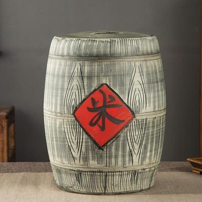 景德镇陶瓷米缸大米桶50斤家用20斤装储米箱带盖密封防虫防潮水缸