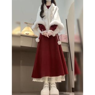 拜年服女装冬中国风套装冬季一整套新年战袍穿搭新中式复古风斗篷