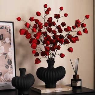 红果灯笼花仿真花摆件红色结婚新年乔迁客厅花瓶摆设插花假花装饰