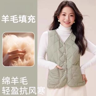 羊毛保暖马甲女秋冬季新款加绒加厚保暖背心内搭校服神器内胆坎肩