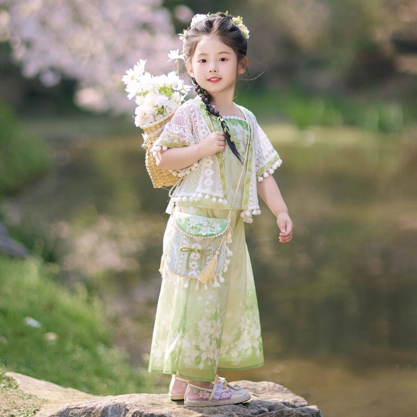 汉服女童夏款2025新款古装儿童新中式唐装古风三件套古装女孩裤装,童装/婴儿装/亲子装,汉服,淘宝优惠券,粉丝福利购,淘宝优惠卷