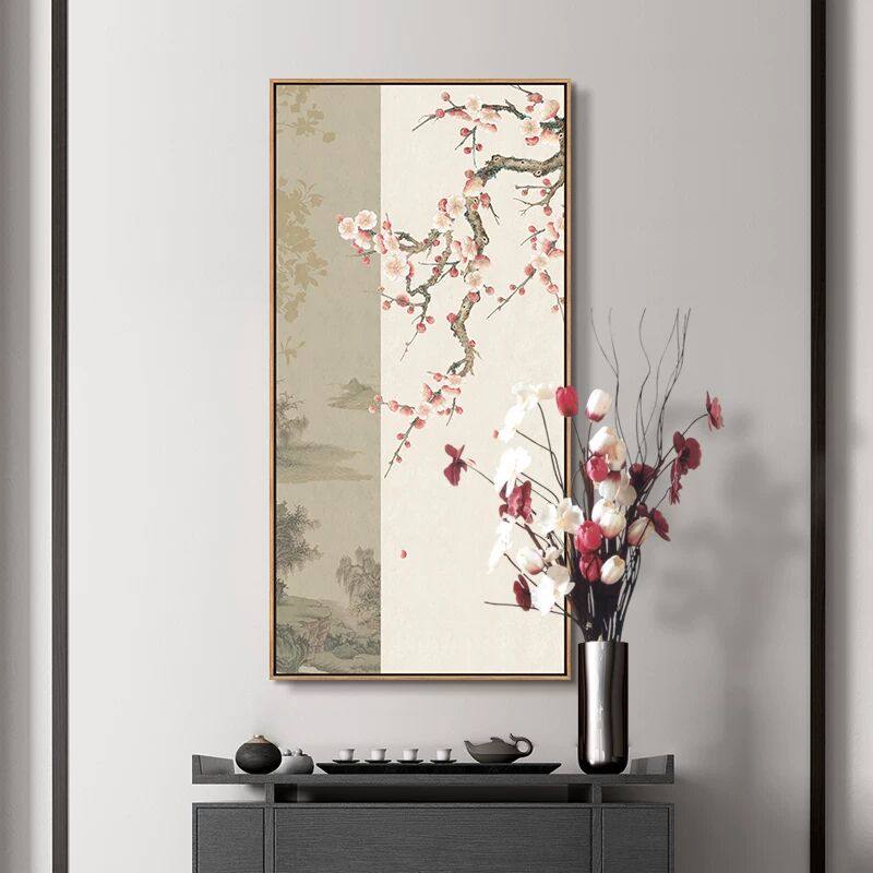 桃花诺新中式玄关装饰画走廊过道挂画客厅背景墙画中国风雅间壁画