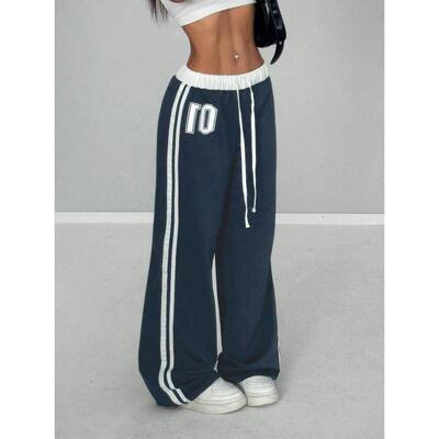 Women's Spring Summer Numeric Print Waistband Patchwork