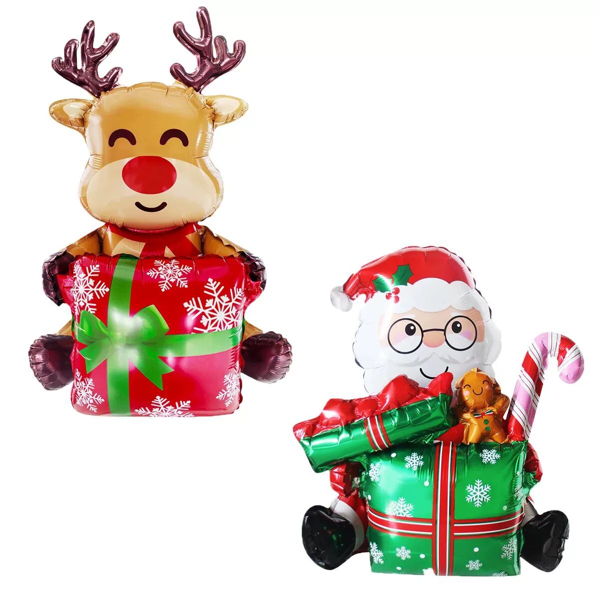 1pc 3D Gift Box Santa claus Foil Balloons Gift Box Elk Ballo