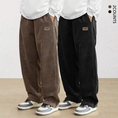 Two piece men's autumn and winter corduroy straight leg