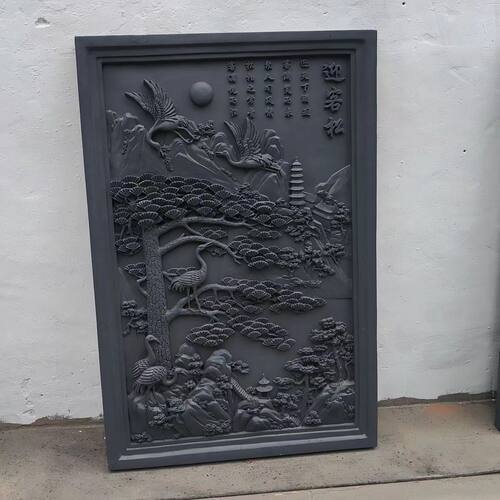 彷古砖雕中式迎客松 浮雕照壁影壁庭院室内外 迎门墙装饰壁画墙画