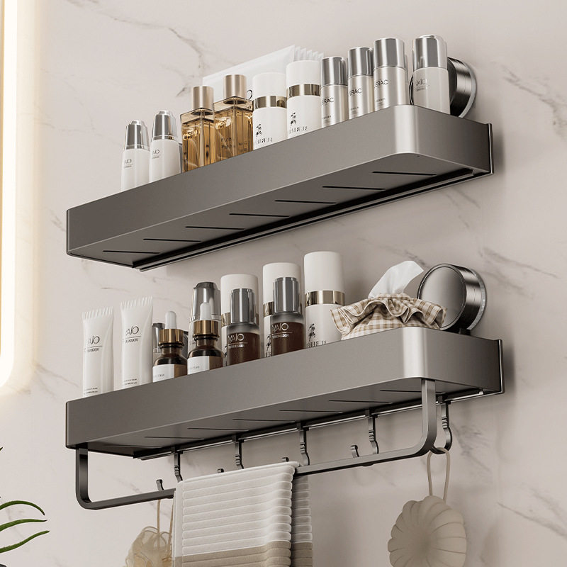 免打孔浴室置物架壁挂洗手间沐浴露架墙上太空铝卫生间吸盘置物架