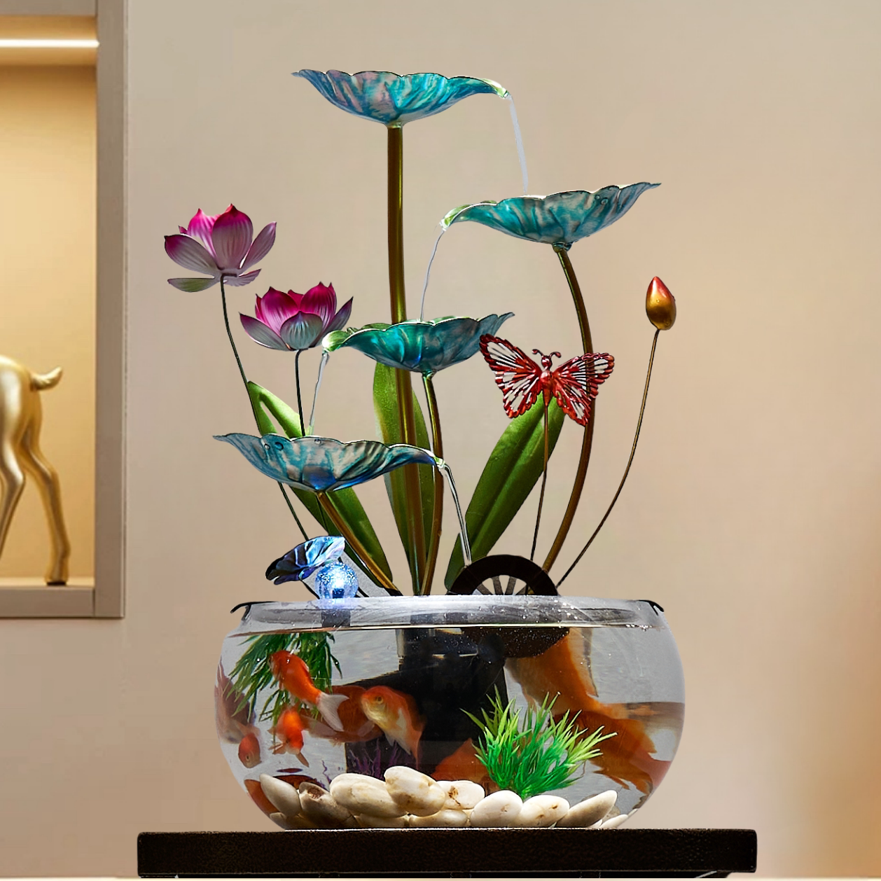 流水摆件循环水景客厅桌面礼品装饰高档喷泉加湿养鱼缸生财风水轮