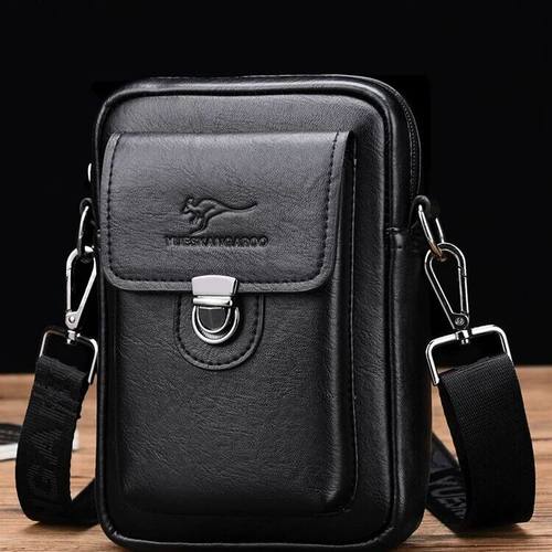 麦克袋鼠真皮腰包男2025新款工地干活用单肩斜挎包穿皮带手机皮套