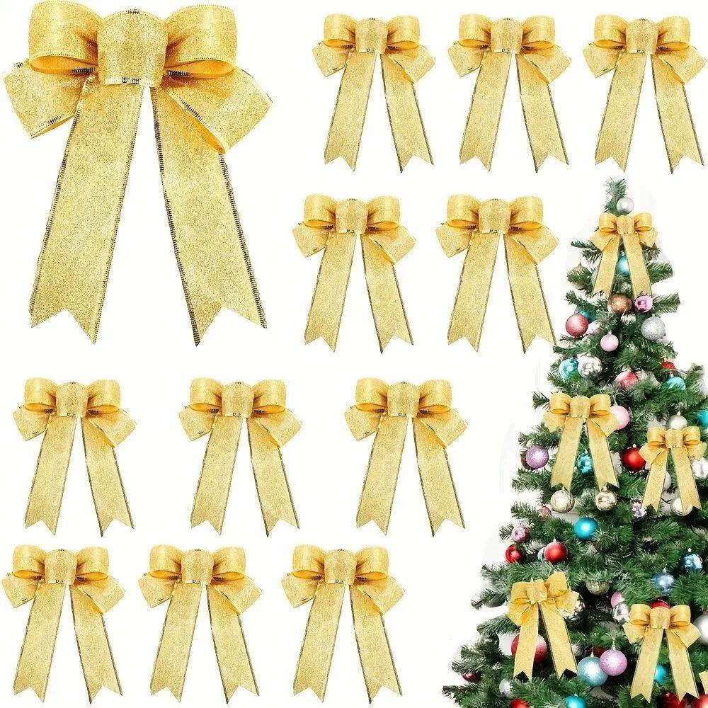 6Pcs Christmas Decoration Bow Ribbon Christmas Tree Pendant