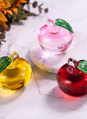 新年水晶苹果摆件客厅玄关电视柜茶几桌面装饰品乔迁新居送人礼物