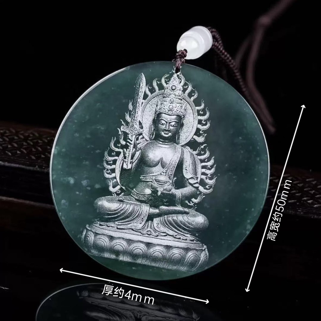 天然翡翠A货吊坠蓝水观音大士玉石影挂件饰品男士女款珠宝玉器