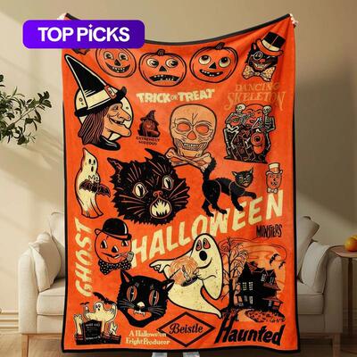 Halloween Themed Blanket Spooky Patterned Soft Warm Throw