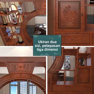 中式实木月洞门博古架多宝阁弧形圆门月亮门客厅隔断书架仿古家具