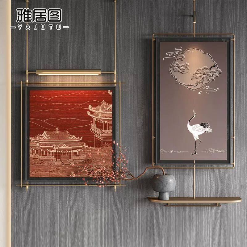 宋代美学挂画金属吊杆高级感复古铁艺装饰画墙面装饰品氛围灯画,家居饰品,氛围画/灯画,淘宝优惠券,粉丝福利购,淘宝优惠卷