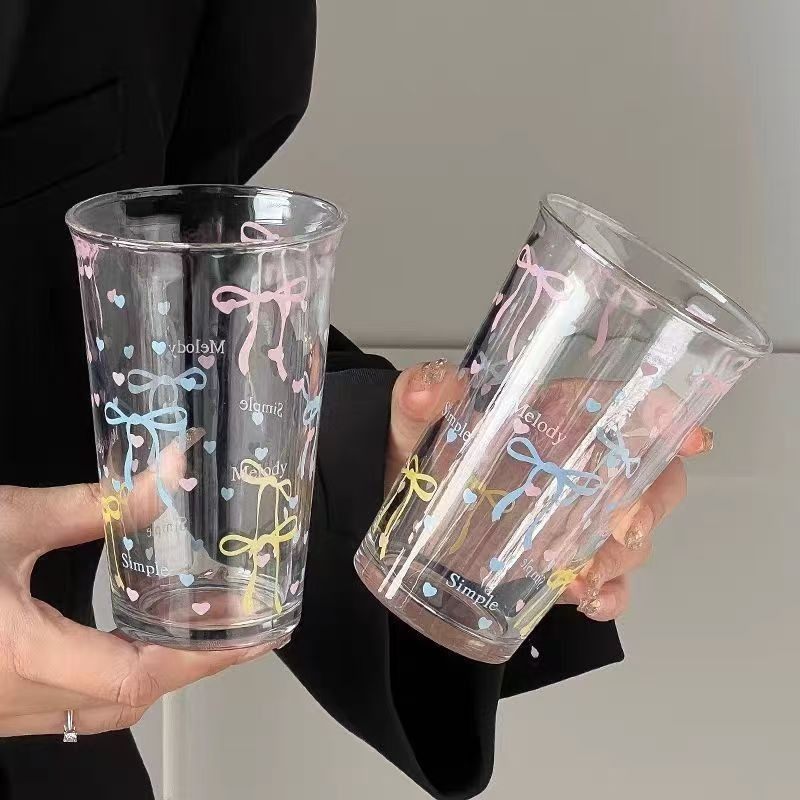 ins少女咖啡杯可爱翻口蝴蝶结高颜值水杯早餐玻璃杯杯子牛奶便携,餐饮具,奶杯/牛奶杯,淘宝优惠券,粉丝福利购,淘宝优惠卷